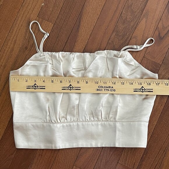 New Lulus Lux'd Out Champagne Satin Crop Top Tank Top Size XL Extra Large - Picture 9 of 11